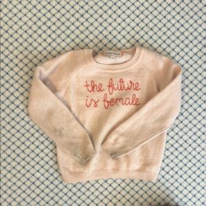 Little girl 4t lingua Franca pink cashmere sweater ”future is female”